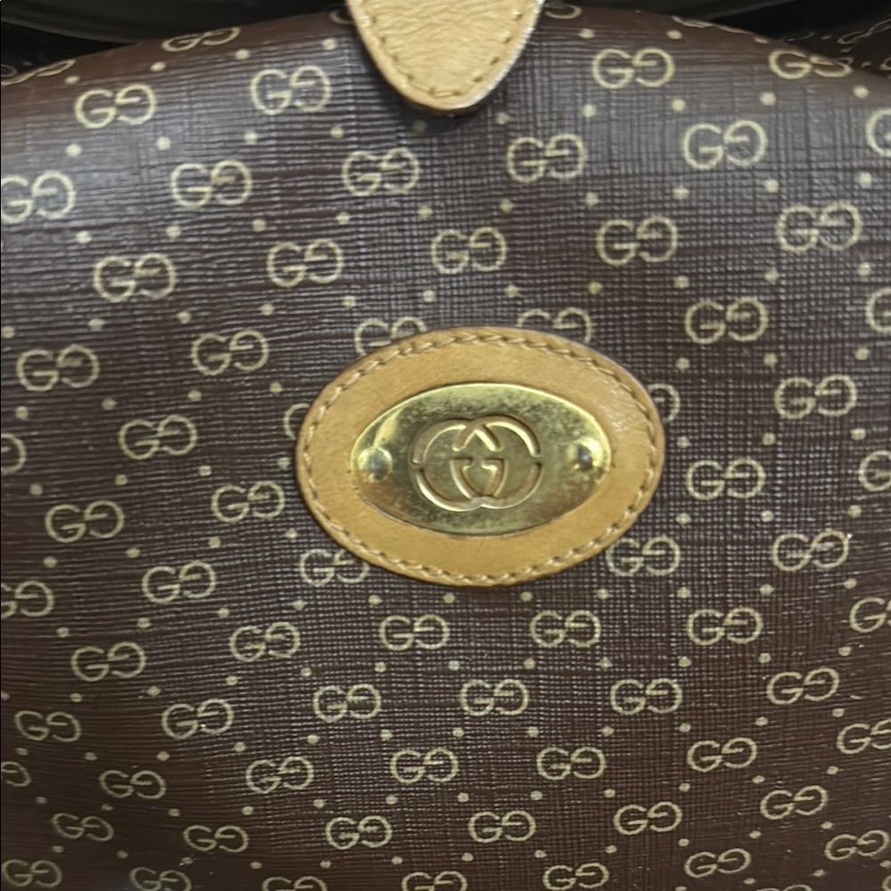 Vintage Gucci Brown and Tan Monogram Shoulder Bag - Picture 7 of 16